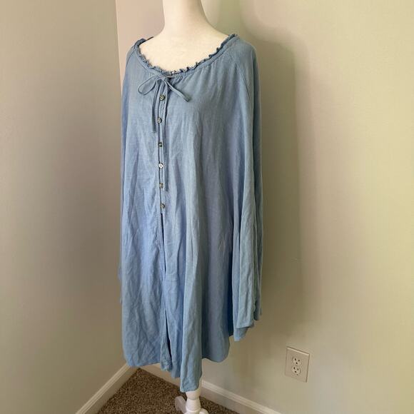 Lulu's light blue button front poncho top dress size M - Picture 4 of 8